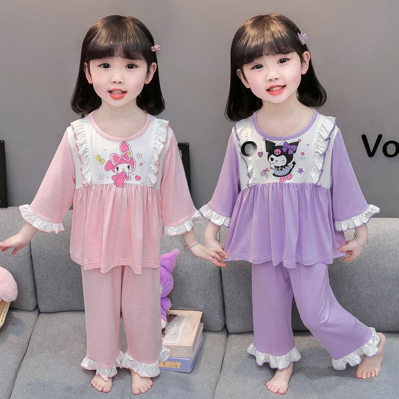 Modal Kidsren's Pajamas for Girls 2024 New Baby Girl Kuromi Summer Long-sleeved Air-conditioned Clothes Thin Section