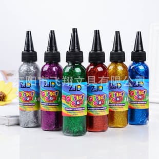 Factory Direct ZJD 60ml Round Bottle Black Cap Gold Glitter Glue Cute Cartoon Bottle Plastic Gold Glitter Glue Wholesale