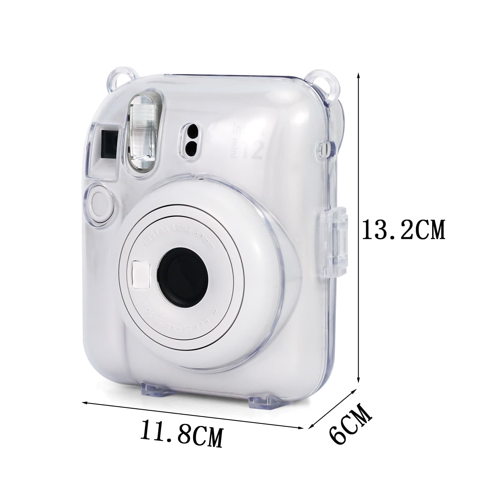 Transparent Case for Polaroid Mini 12, Clear Storage Shell, Crystal Cover with Strap