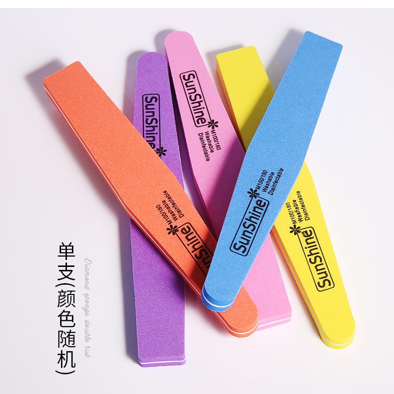 Sunshine Nail File Buffer Block - Thin Sanding Stick for Shaping and Polishing Nails, Washable Sponge File