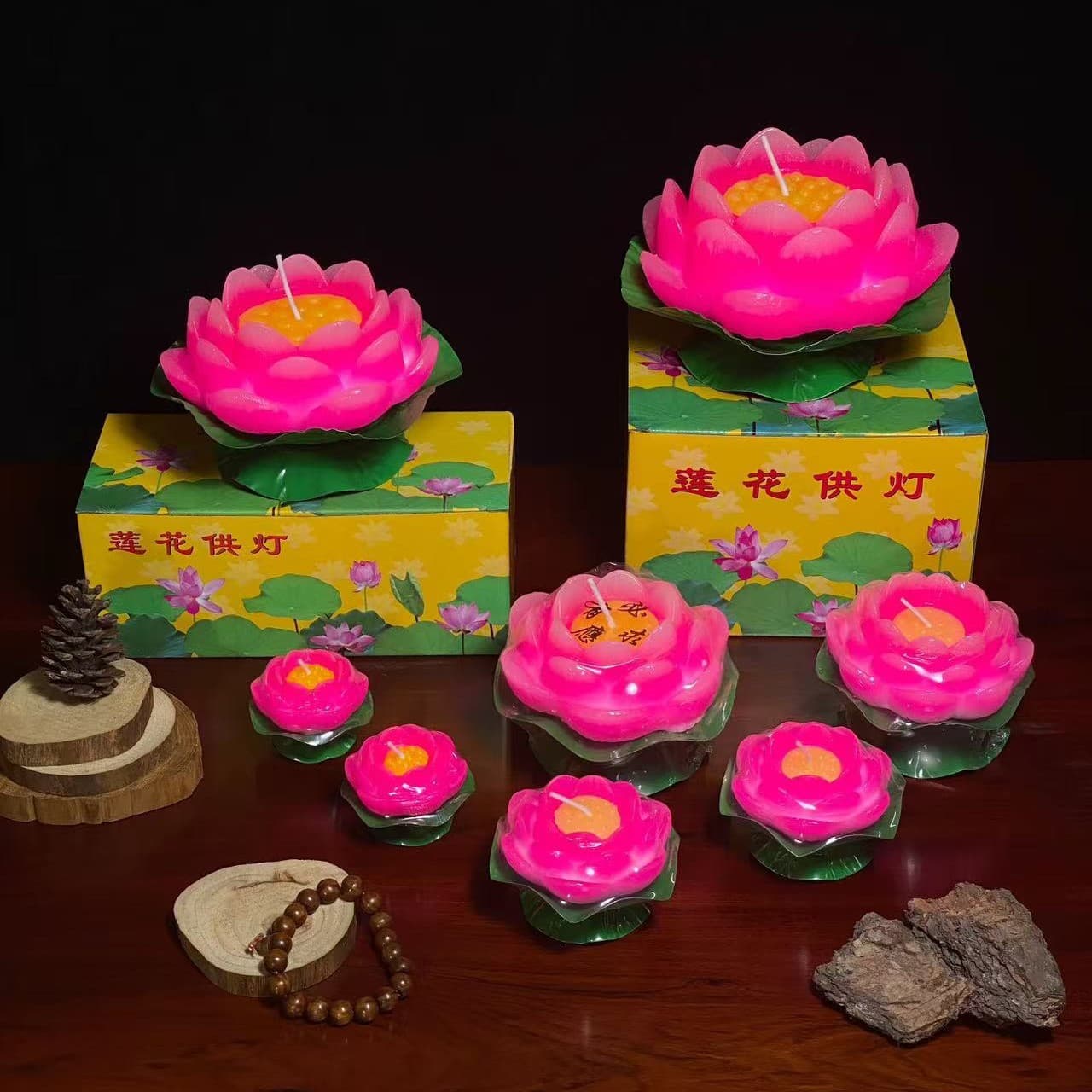 Wholesale Box of Lotus Candles for Buddha Offering, Prayer, and Votive Lights, Factory Direct