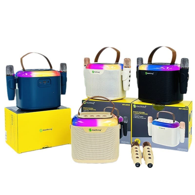 Wireless Bluetooth Karaoke Machine Colorful Light Handheld Speaker Microphone Integrated Home KTV New Model AE Stock