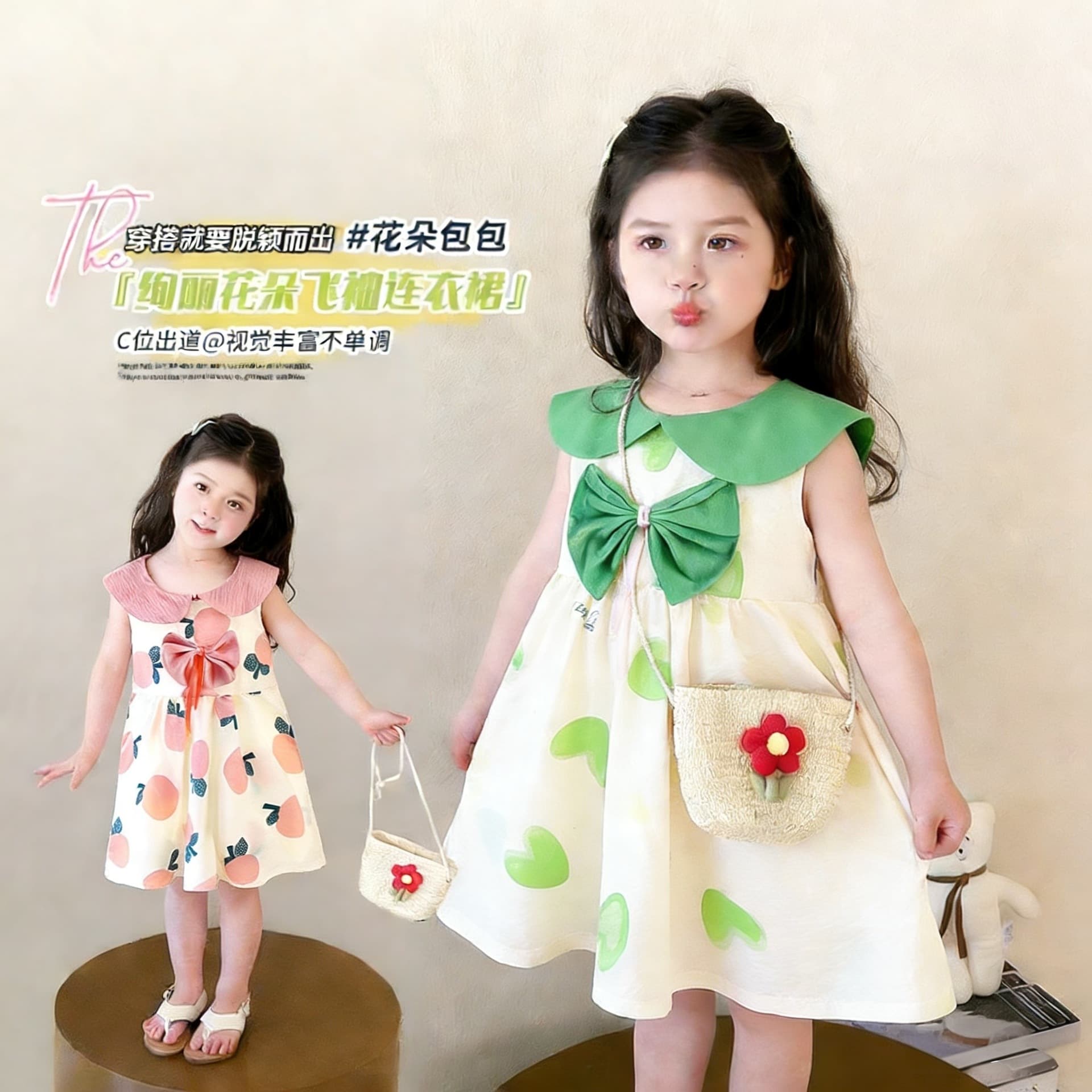 2026 New Summer Dress Cloud Cotton Princess Dress Sleeveless Girl Bow Cute Dress Breathable Flowers