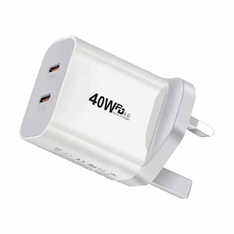PD 40W Fast Charging Phone Charger, Dual Port Type-C for iPhone