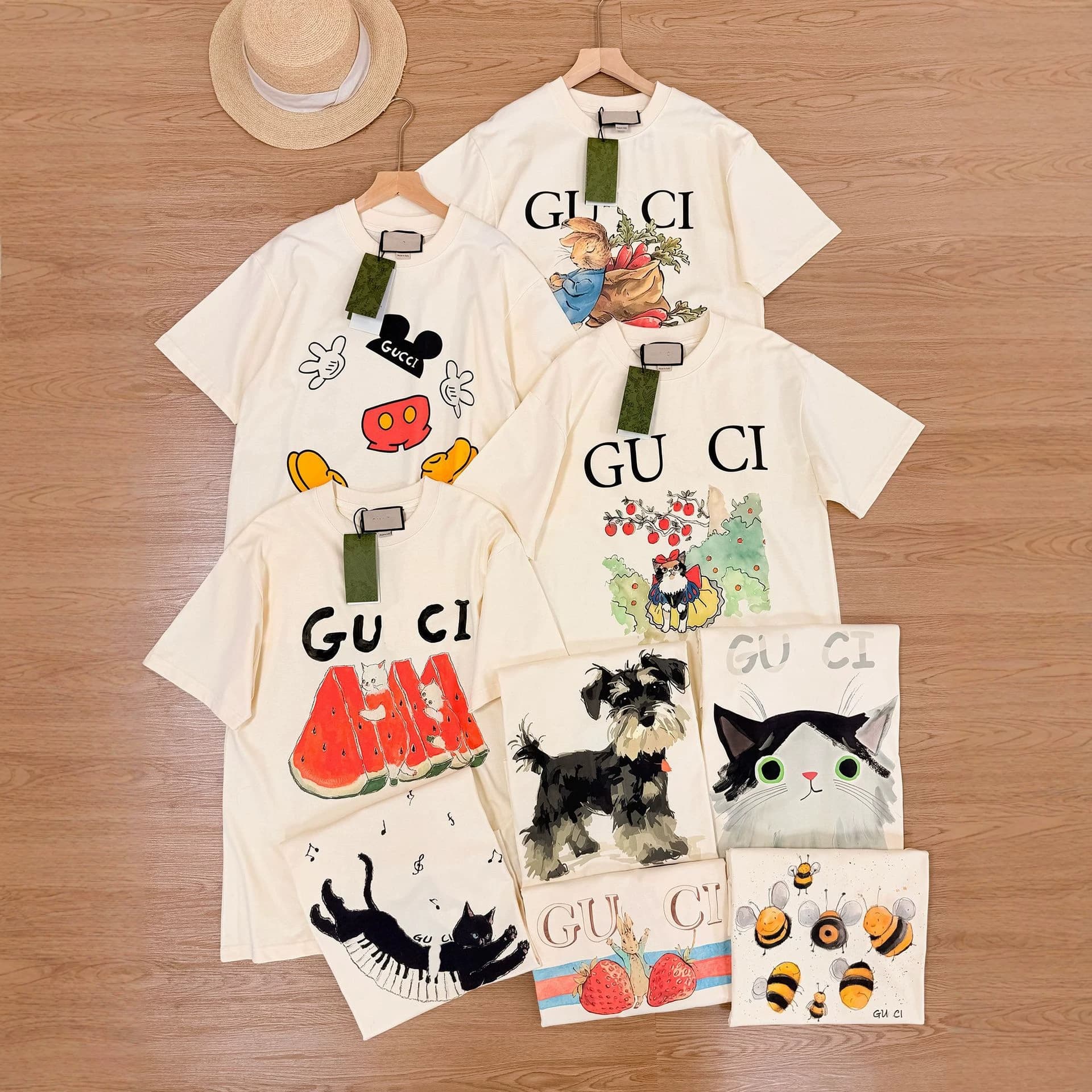 Authentic GU 26SS Spring/Summer New Print Cartoon Cute Series T-Shirt Unisex Short Sleeve