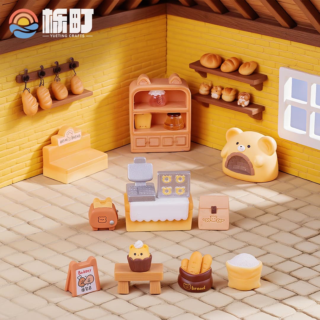 Miniature Cartoon Bear Bakery Dessert Bread Food Play DIY Decoration Blind Bag Hanging Accessories Small Figurine