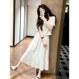 French Style White Blouse and Skirt Two-Piece Set Women's 2026 Summer New Trendy Outfit