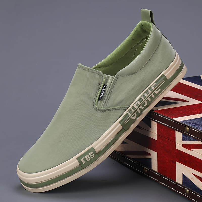 2026 Fall Casual Men's Canvas Slip-On Shoes Korean Style Comfortable Flat Shoes