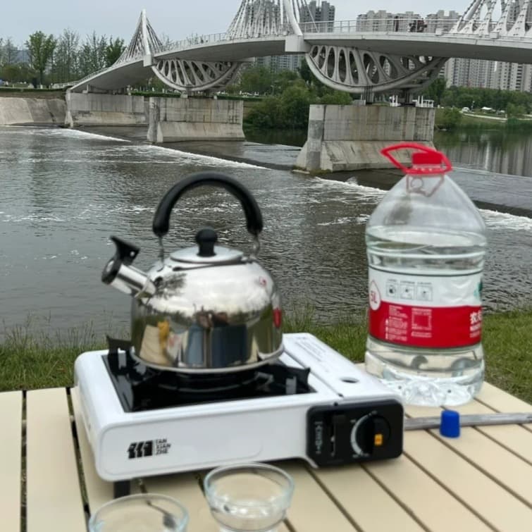 Stainless Steel Kettle, Flat Bottom for Home Gas Stove and Induction Cooker, Portable Outdoor Camping Tea Kettle