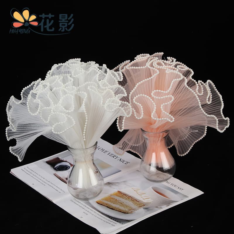 Florist Supplies Valentine's Day Flower Gift Wrapping Paper Material Pleated Pearl Wrap Flower Wave Tulle