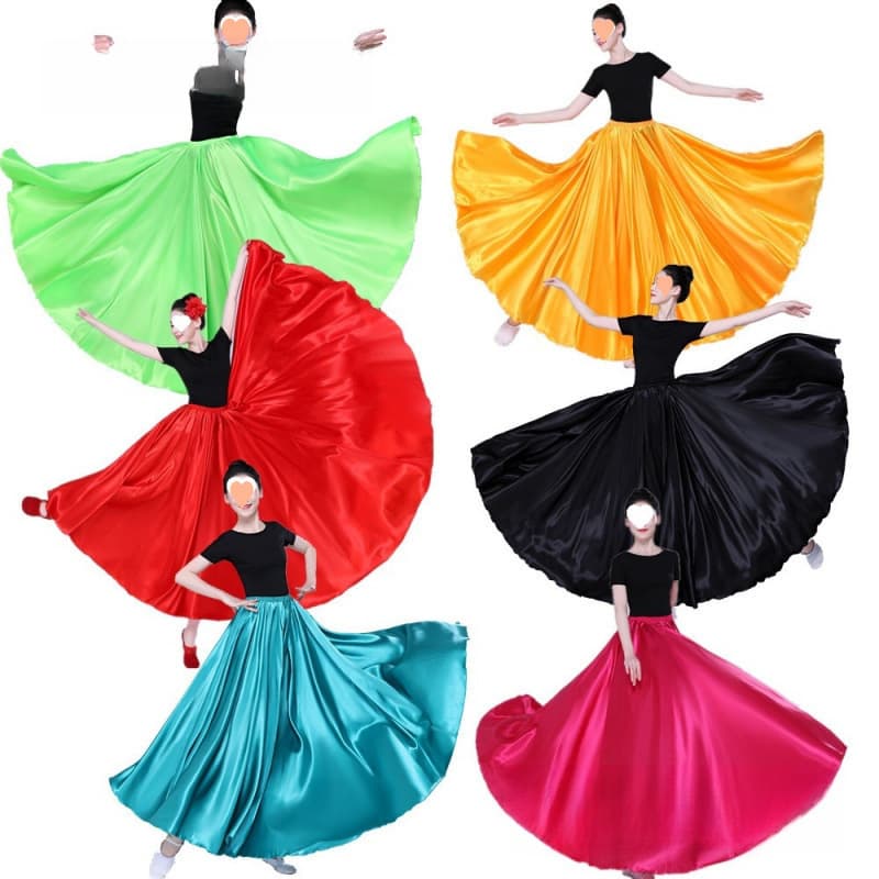 Xinjiang Dance Practice Skirt Yi Ethnic Uyghur Dance Practice Skirt Tibetan Performance Costume Half-Length Skirt Flared Skirt Women's
