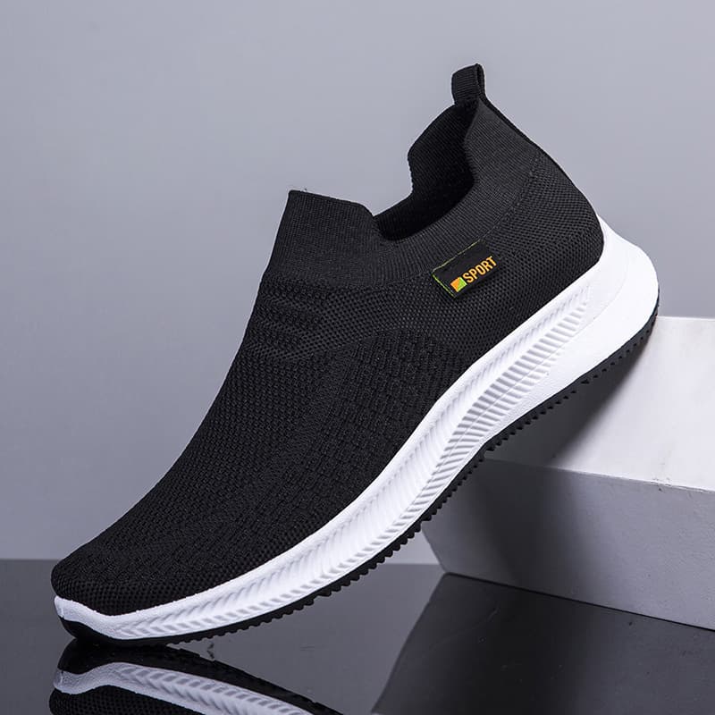 2024 New Spring Sports Casual Men's Shoes Breathable Slip-On Knit Middle-Aged and Elderly One-Step Mesh Shoes Cross-Border