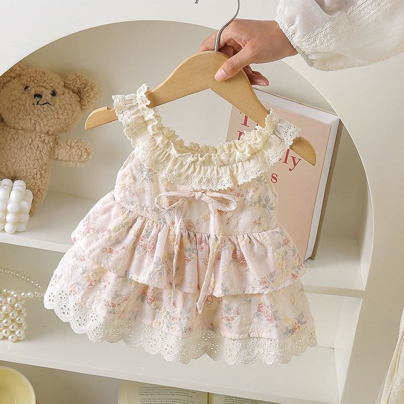 New summer baby girl summer floral princess romper baby lace cake jumpsuit sweet bag cotton