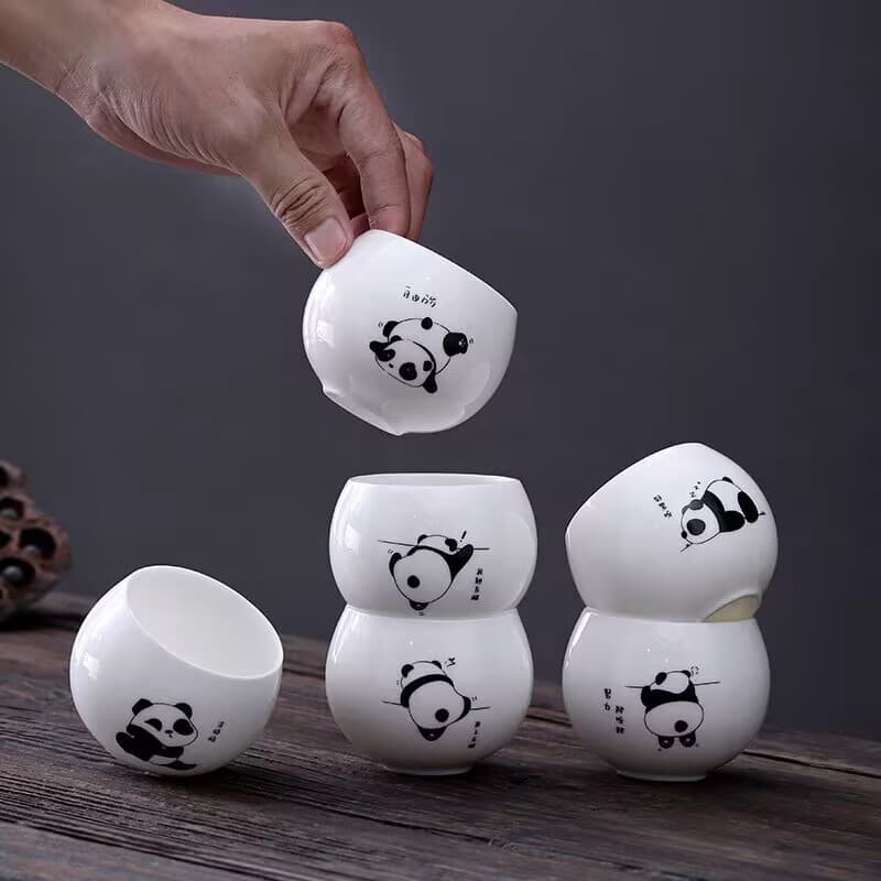Panda Jade Porcelain Kung Fu Tea Set Master Cup Single Cup High-End Tea Cup Personal Use Men's and Women's Tea Cup