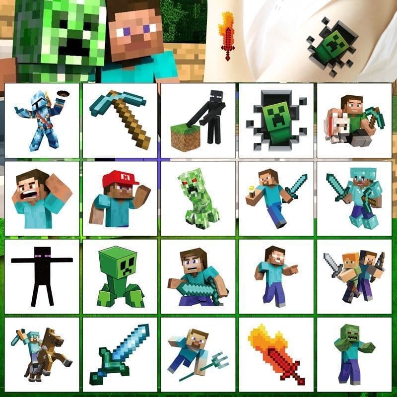 Minecraft children's tattoo stickers boys waterproof girls lasting men and women world cartoon cute watermark stickers
