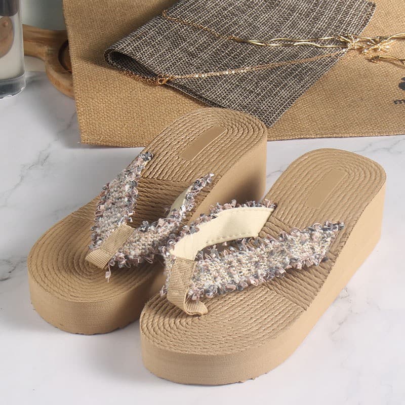 New EVA Ethnic Style Sandals Summer Women's Outdoor Thick Sole 2024 Flip Flops Women's Chanel Style Slippers
