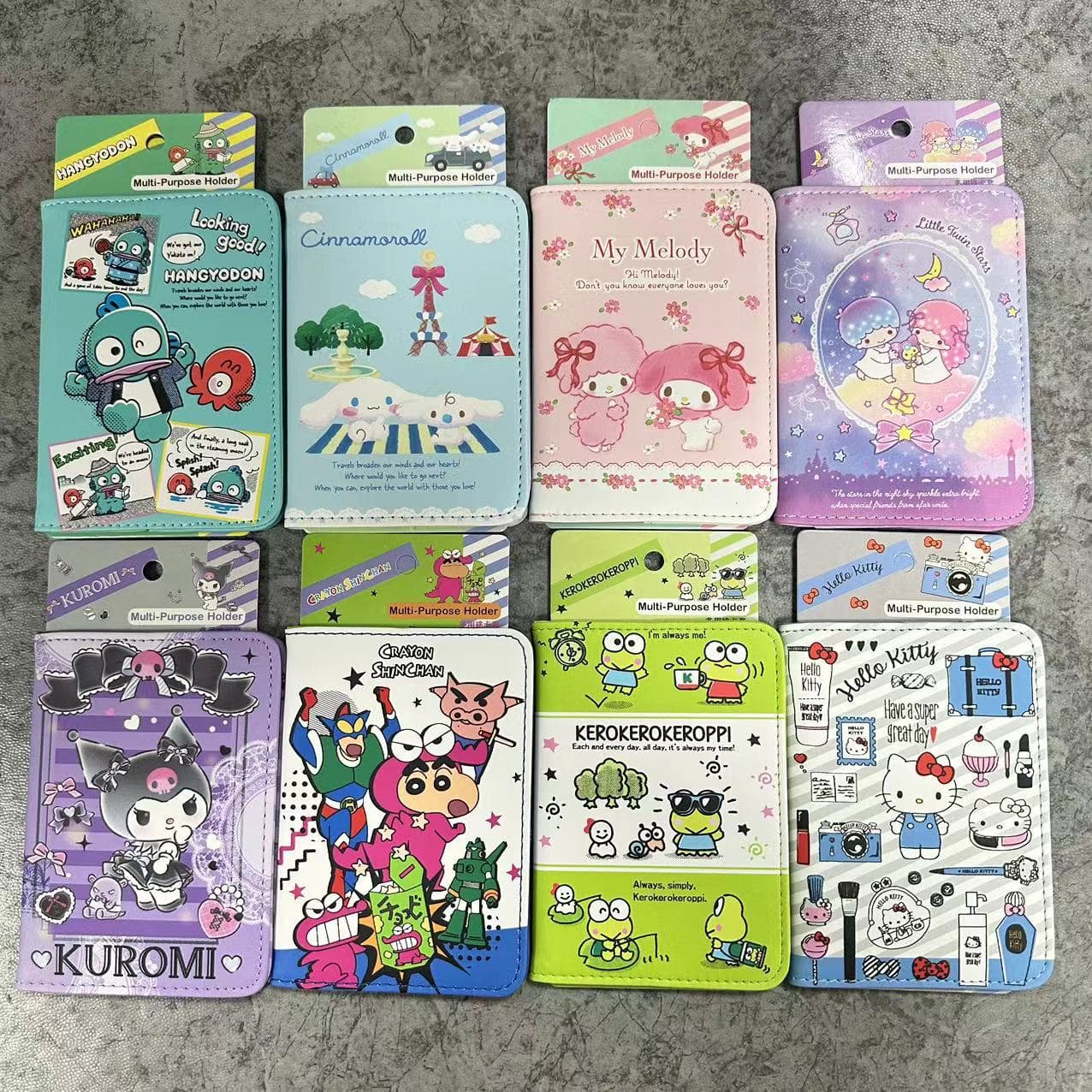 Kuromi Melody Twin Stars Passport Cover Cartoon Crayon Shin-chan Cute PU Passport Holder New Style