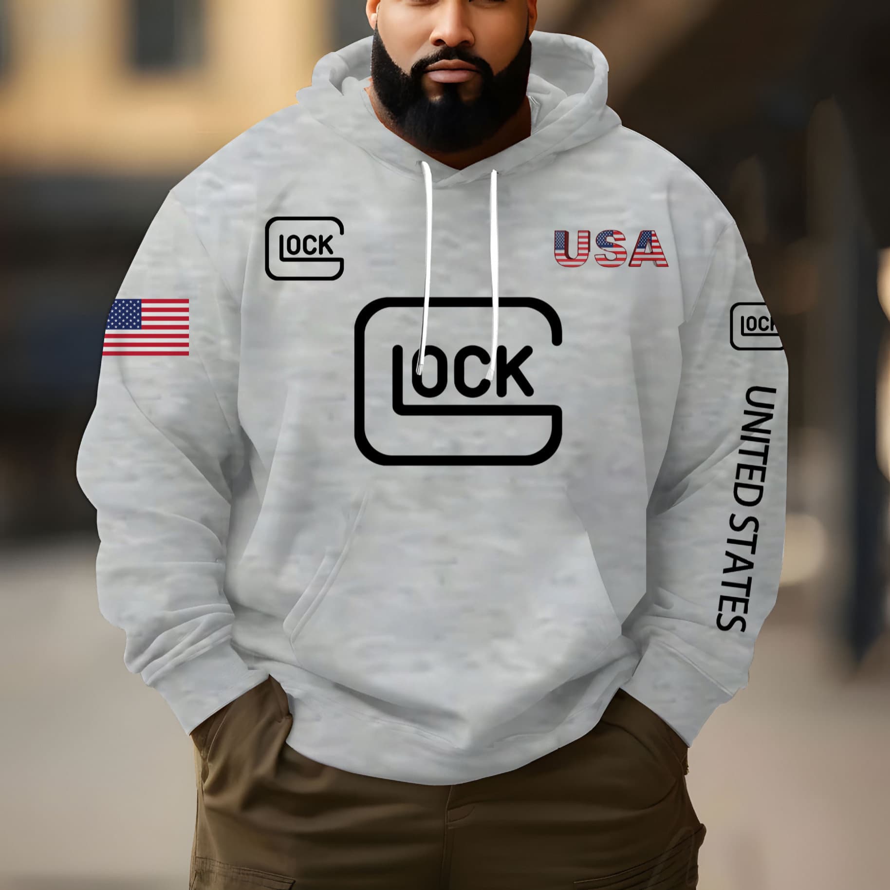 2024 New Cross-Border Autumn Men's Sweatshirt Letter Hoodie Hooded 3D Print Loose Outerwear