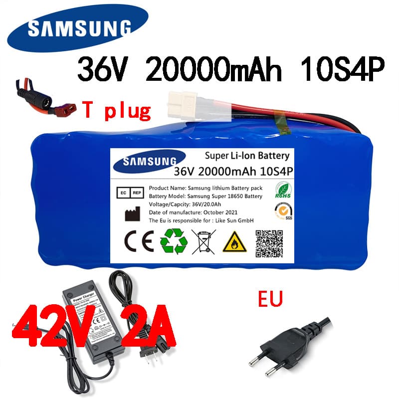 Cross-Border Exclusive 18650 Lithium Battery Pack 36V 20000mAh 10S4P Li-Ion Battery Pack with Charger
