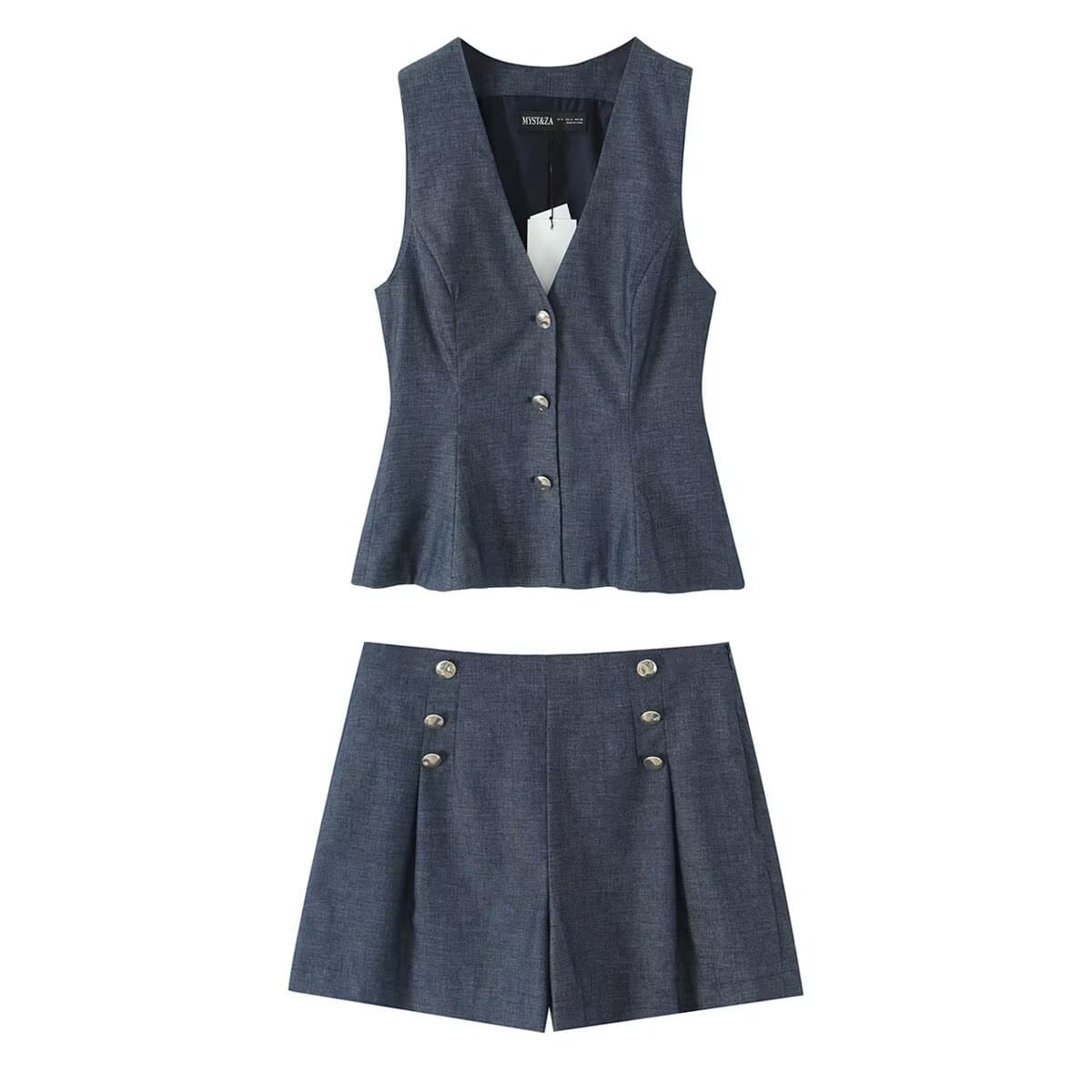 TAOP&ZA Women's 2026 Spring New Arrival Linen Puff Vest 3679785 + Casual Shorts 3680785