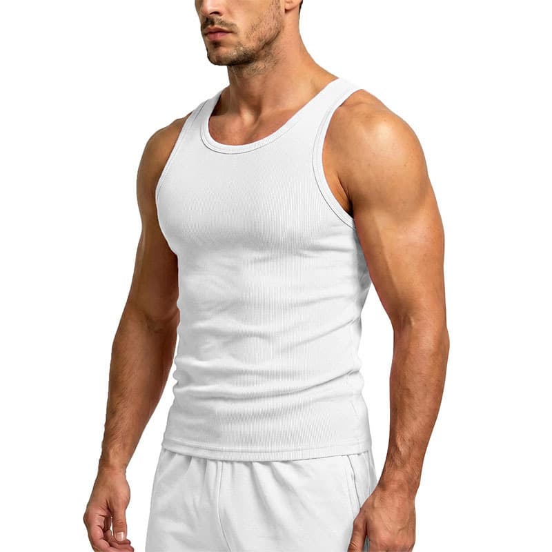 Cross-border Men's Summer Vest American Style Ribbed Tank Top Quick-Dry Breathable Sleeveless Sports Vest