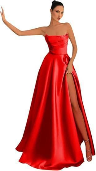 2026 Amazon New Cross-border Strapless Sexy Evening Gown Slit Slim Fit Banquet Dress