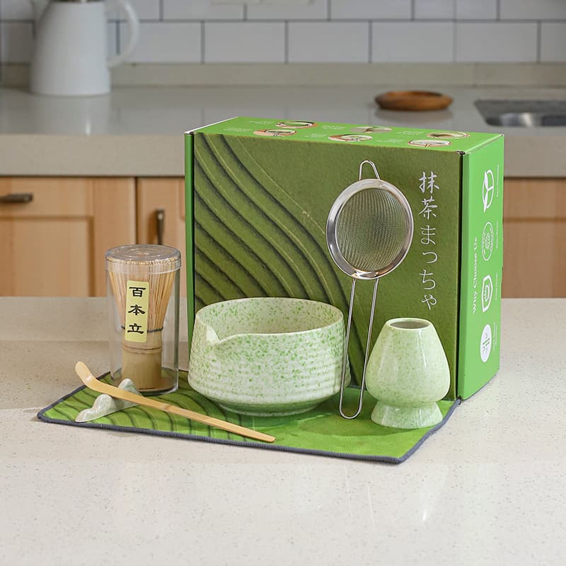 Japanese Matcha Tea Set with Bamboo Whisk (Chasen), Matcha Brush, Chasen Stand, and Tea Tools – Full Set for Cross-Border Drop Shipping