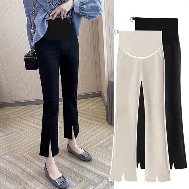 Maternity Pants Spring Autumn Wide Leg Pants Split Flared Trousers Women Summer Petite Spring