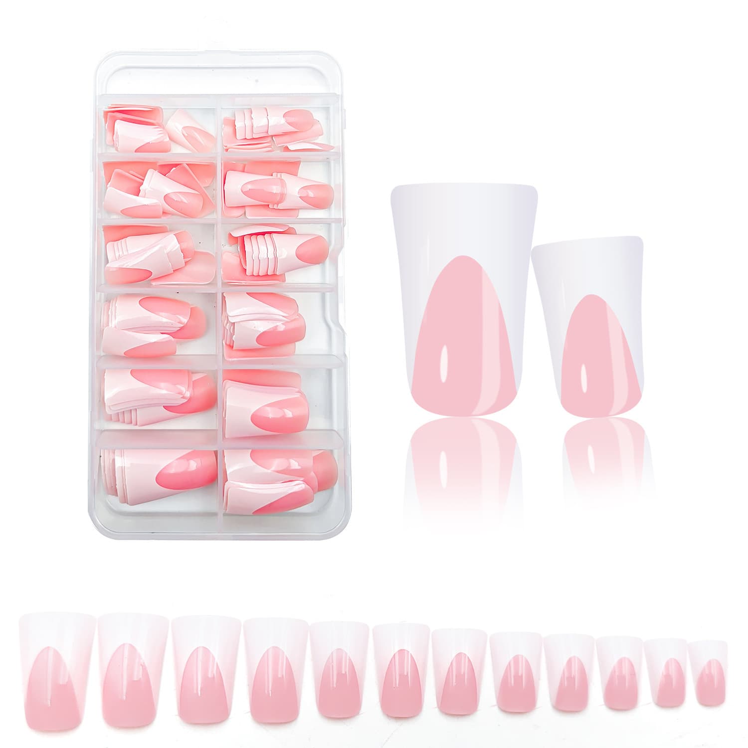 Cross-border Wearable Nail Tips Nude Pink Duckbill Shape 120 Pieces White/Black French Manicure Press-on Nails French Wearable Nails