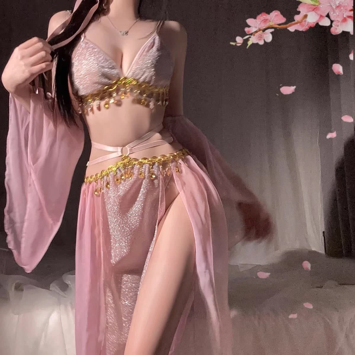 Sexy Lingerie Exotic Princess Vintage Chinese Style Passionate Dancer Costume Hanfu Dress Uniform Set