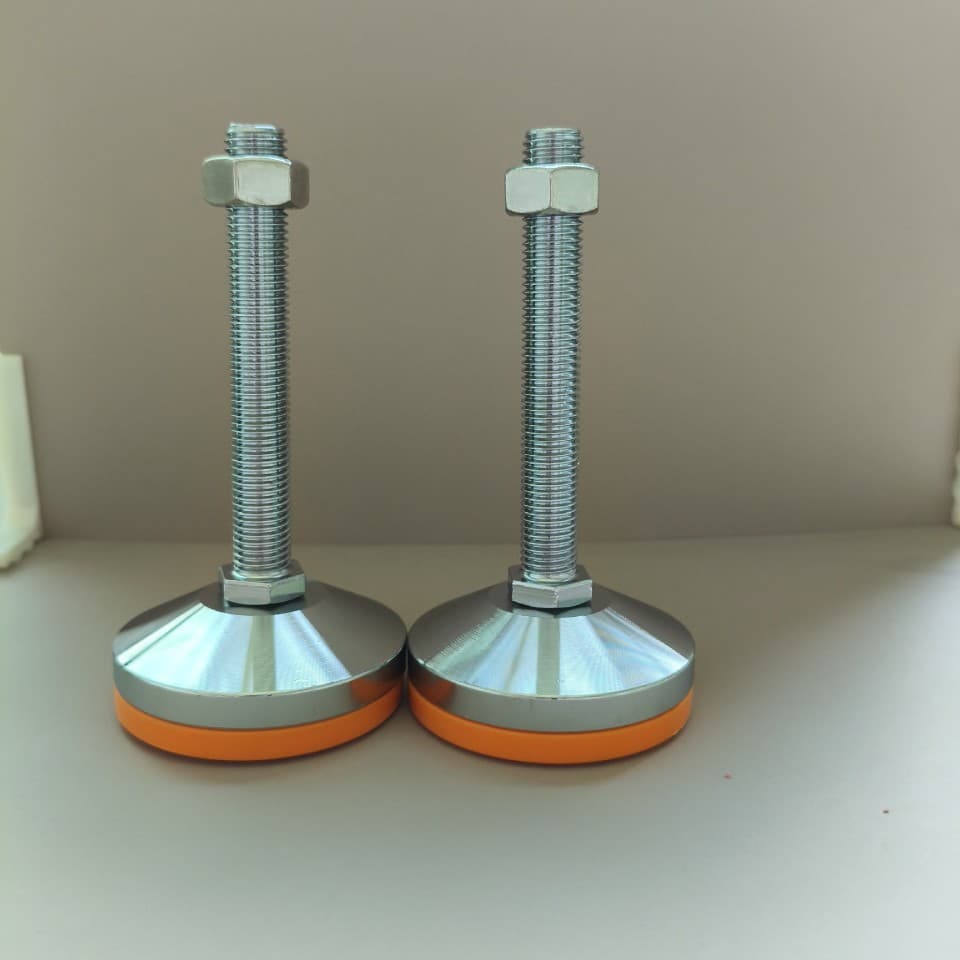 In Stock Orange Solid Heavy-Duty Leveling Foot, Carbon Steel Fixed Base, Yellow Rubber Adjustable Foot, Shock-Absorbing Load-Bearing Foot, Foot Cup Caster