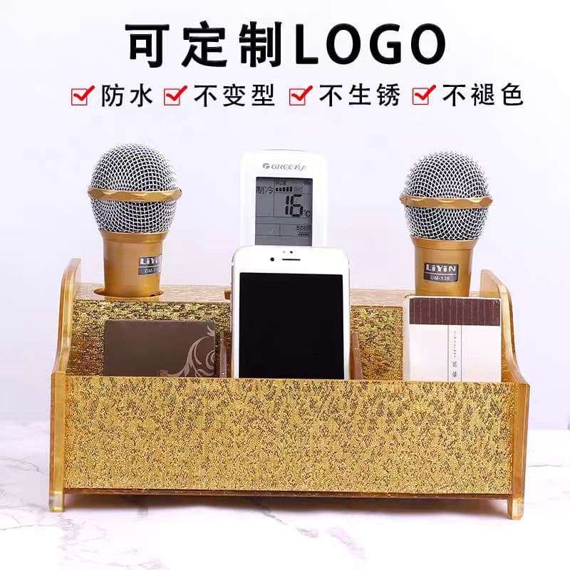 Acrylic Stage Mic Stand Wireless KTV Microphone Holder Desktop Gold Bracket Storage Box Professional Audio Equipment Accessories