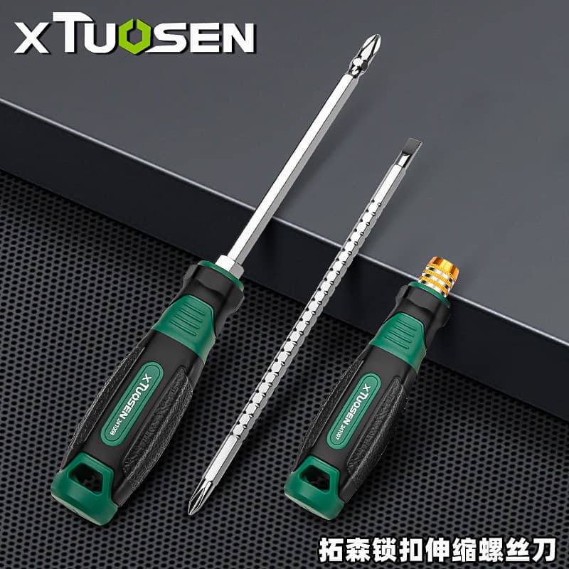 Torsen Multifunctional Cross Screwdriver Flat Head Phillips Screwdriver 6mm Slotted Magnetic Driver Retractable Screwdriver