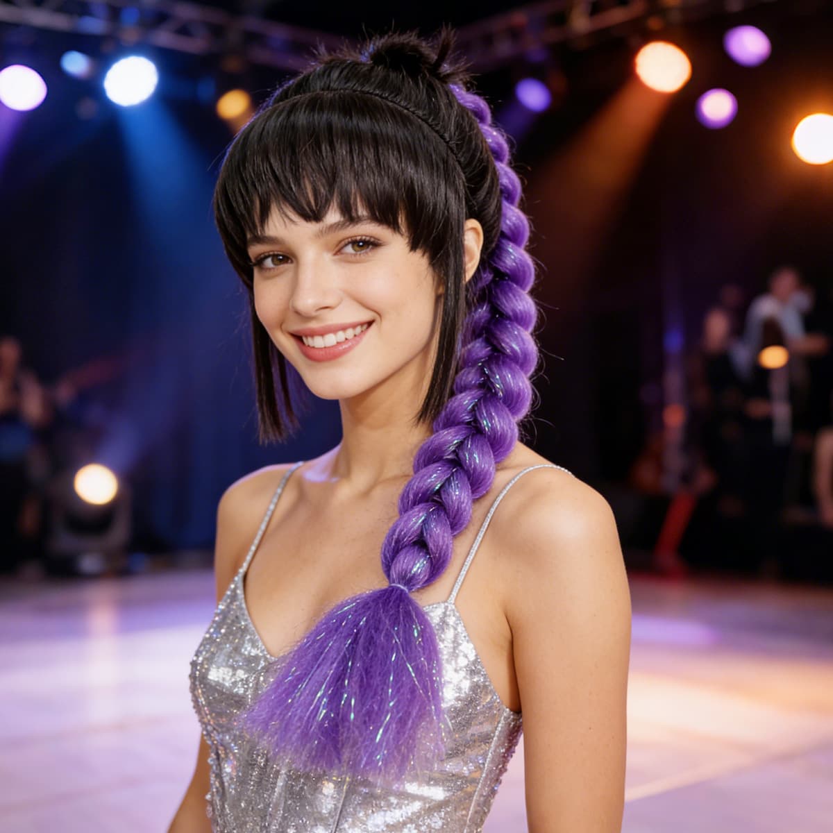 European and American Cross-Border K-Pop Witch Hunt Girl Group Rumi Single Braid Wig Fishbone Braid Hair Tie Braided Purple Large Braid