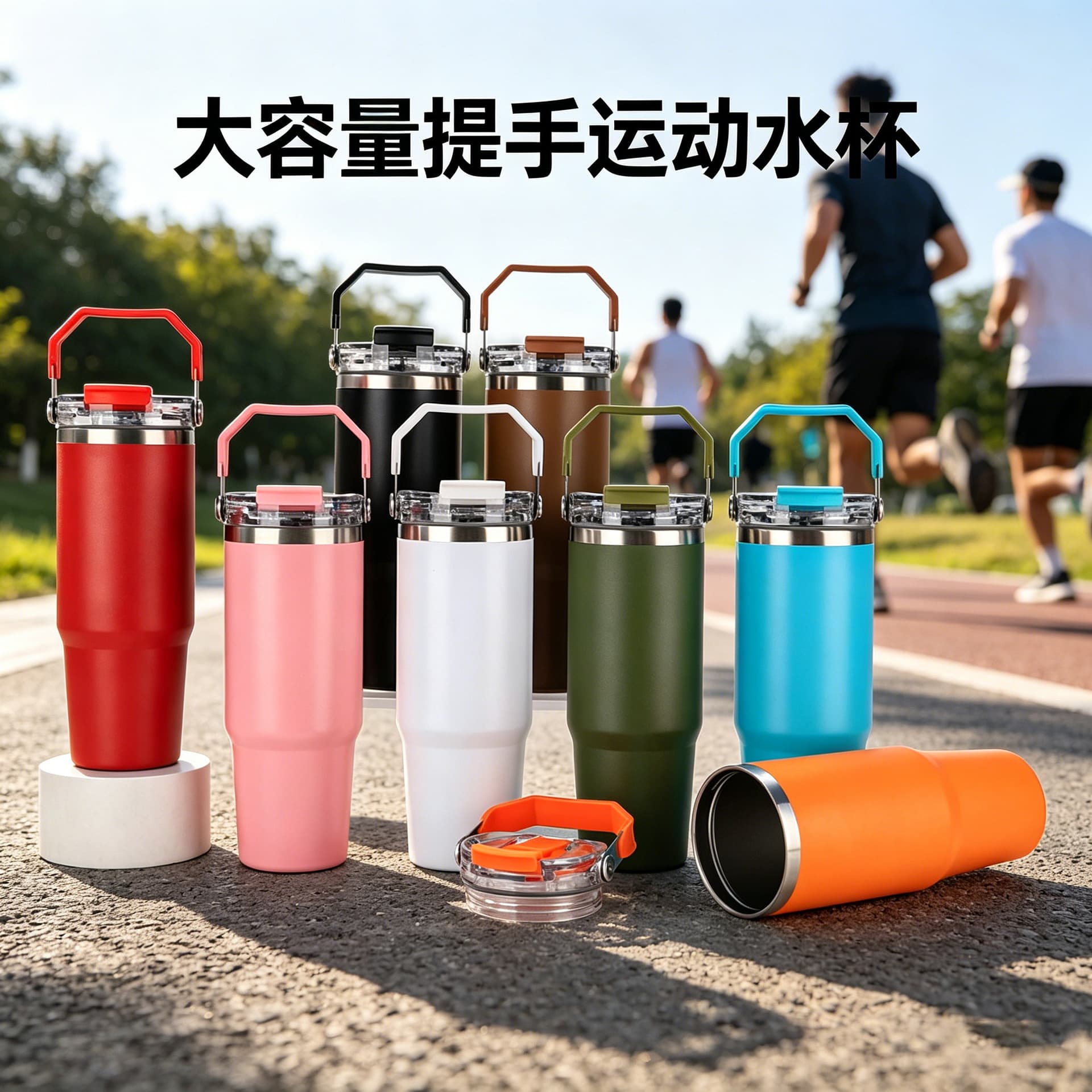 Cross-border Handle Dual-Drink Sports Water Bottle 30oz Car Cup Portable Ice Blaster Water Cup Large Capacity Insulated Cup