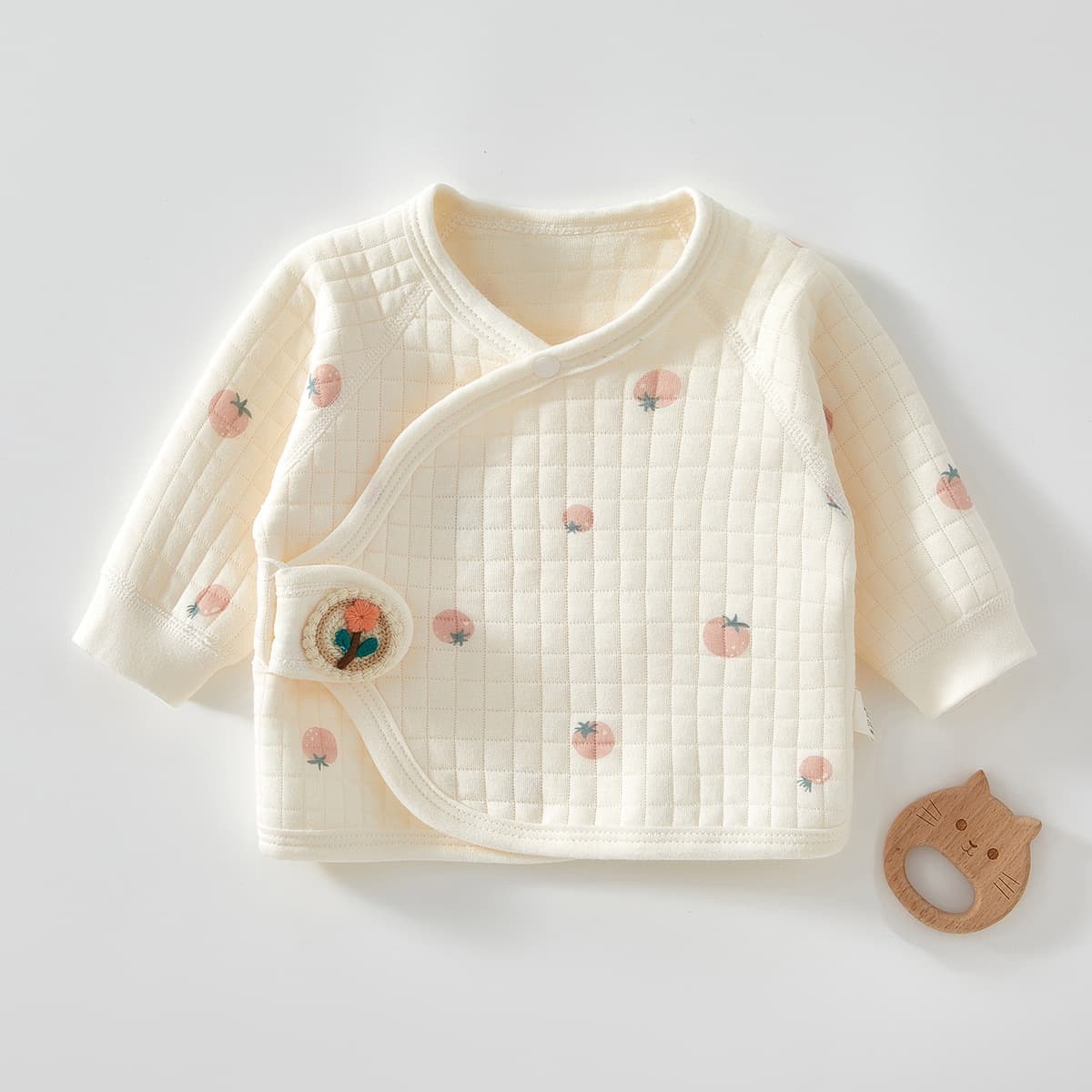 Newborn baby half-back blouse, spring and autumn, 0-3 months, pure cotton, Class A, winter, boneless air cotton, warm half-back top.