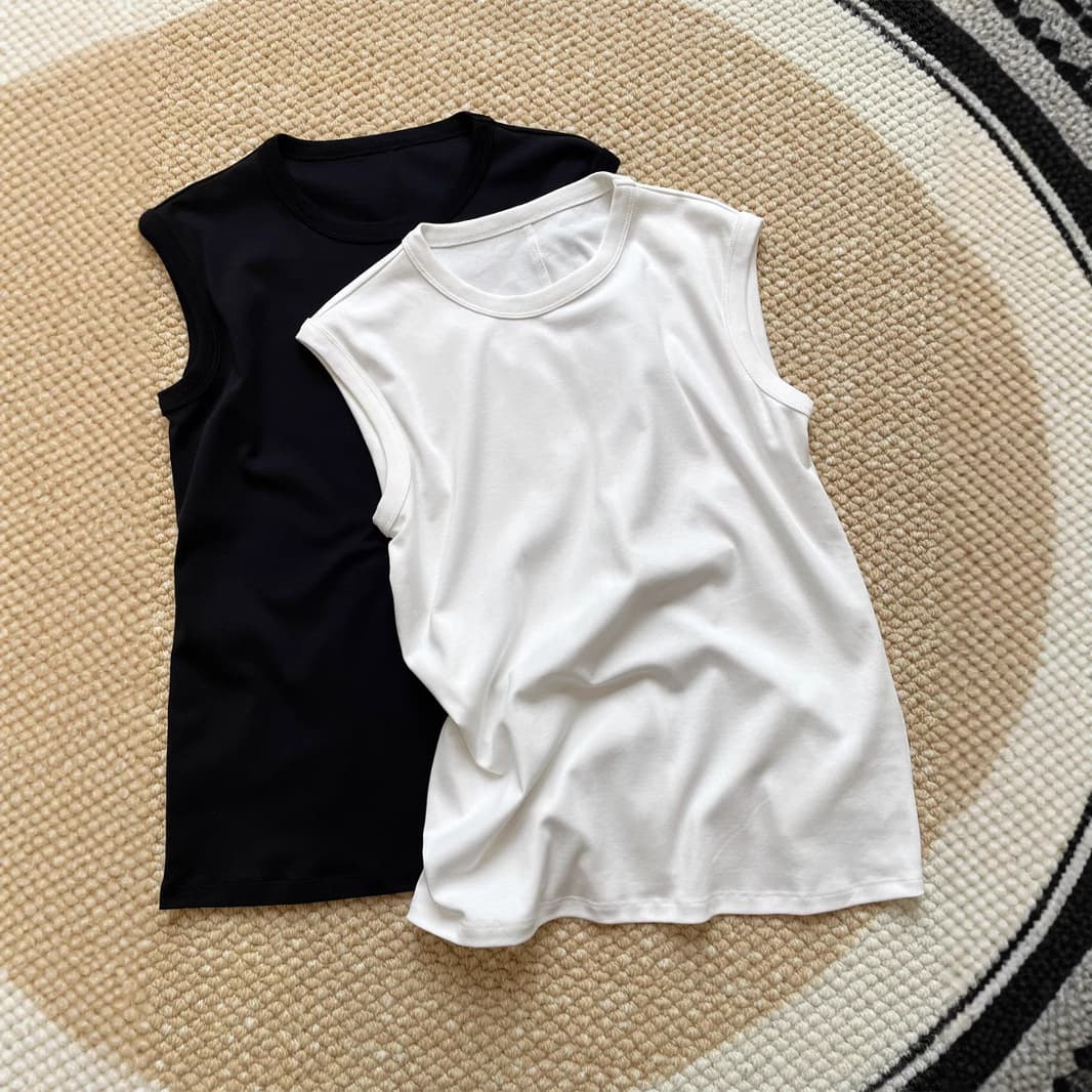 Special. Perfect fit, versatile base layer, slimming, cotton sleeveless T-shirt, crew neck base layer, dad vest for women