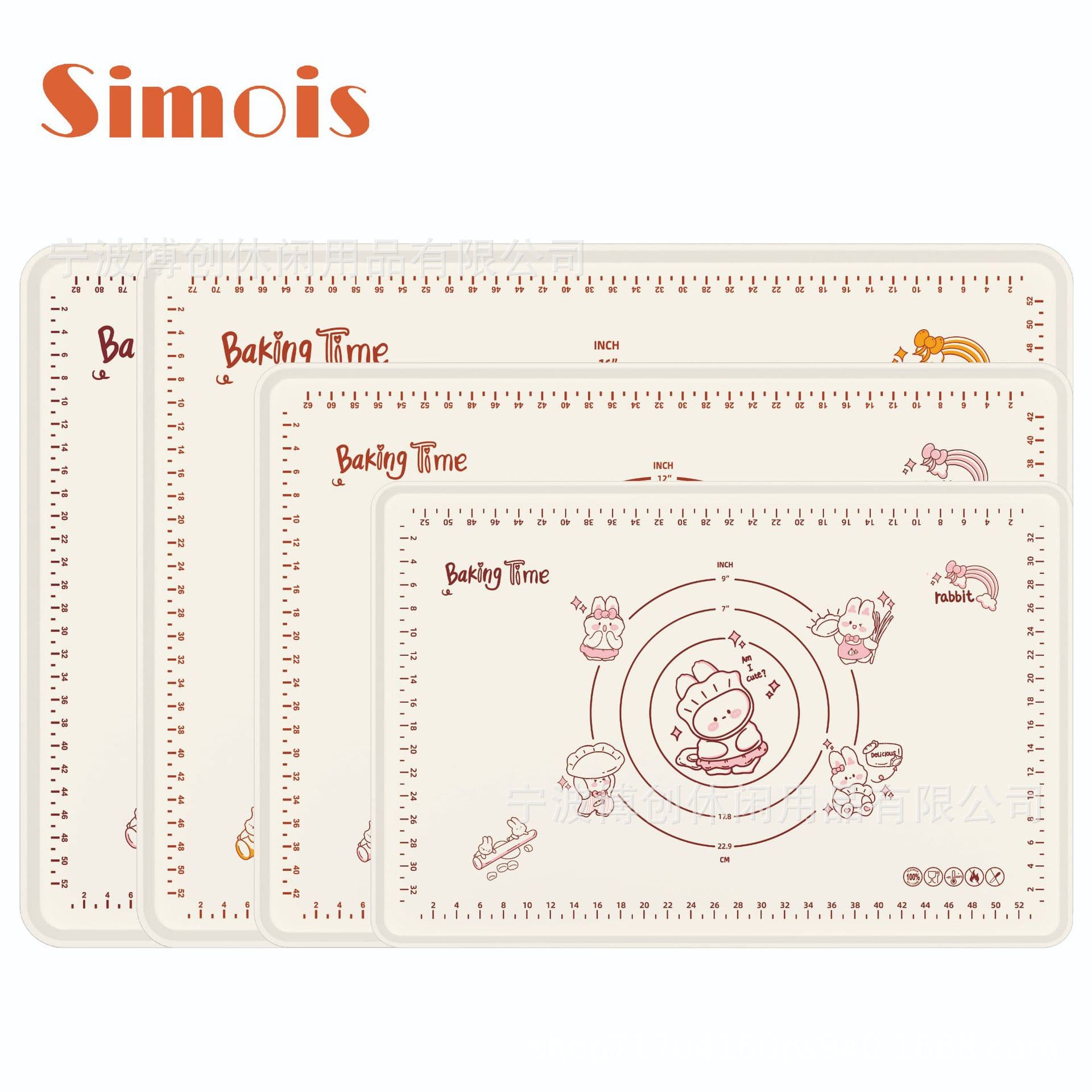 Food-Grade Thickened Anti-Slip Silicone Mixing Pad Rolling Mat Baking Mat Board Happy Rabbit Silicone Dough Kneading Pad Card