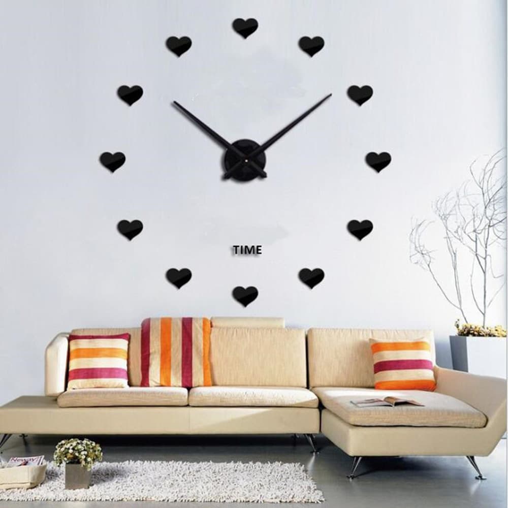 Nordic creative love wall clock DIY acrylic clock living room decoration large size mirror wall sticker clock wall clock