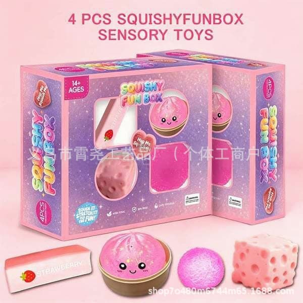 Cross-border New 4-Pack Soft Squishy Toys Silicone Stress Relief Toys