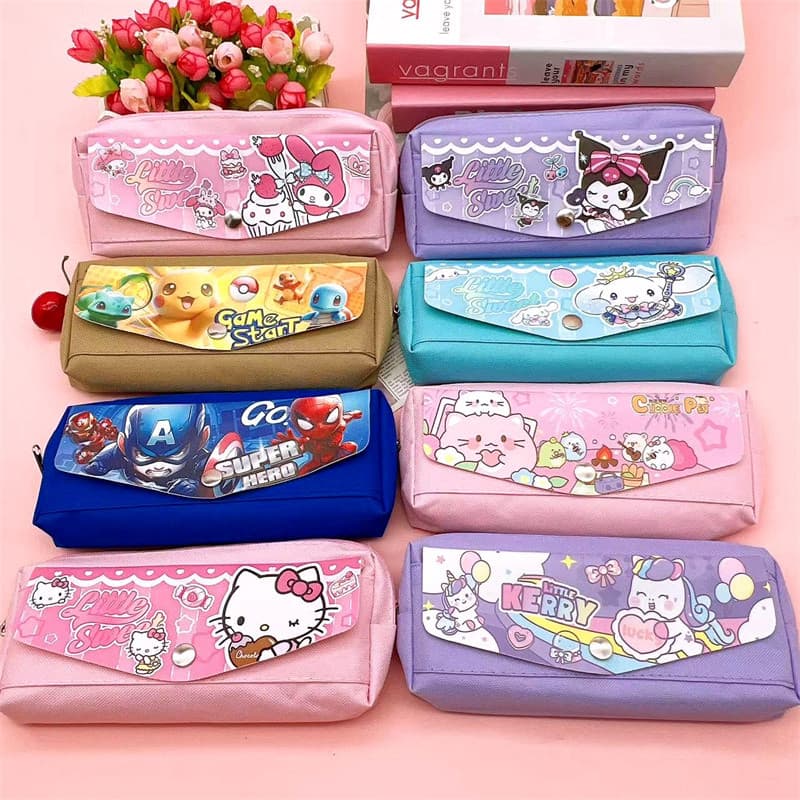 Cartoon Student Double-Compartment Pencil Case Avengers Zipper Pencil Bag Large Capacity Stationery Storage Bag