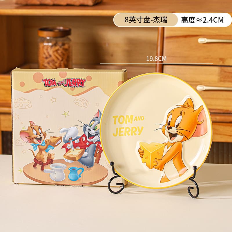 Tom and Jerry Official Collaboration Ceramic Bowl and Plate Dinnerware Set, Household Mug, Cute Snack Dish for Gatherings
