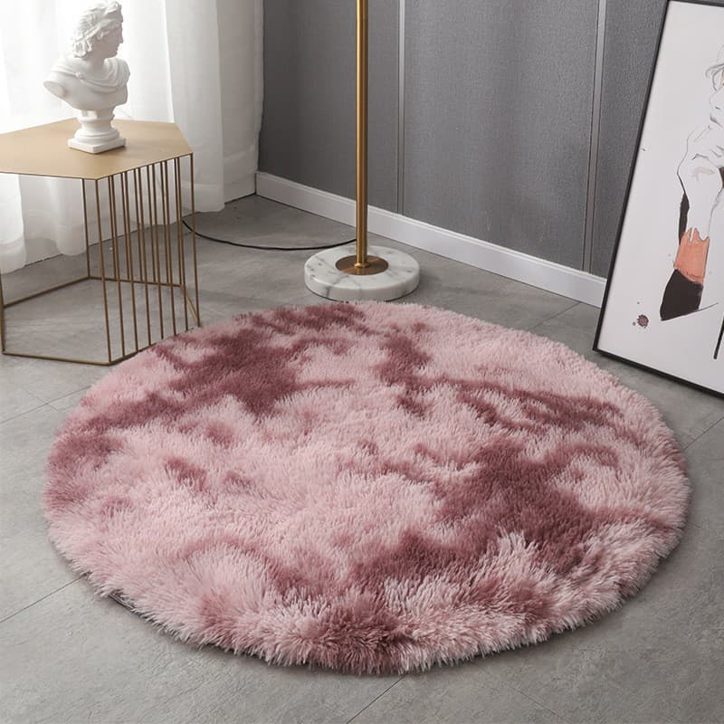 Tie-Dye Round Carpet for Study, Children's Room, Bedroom, Long Pile Rug, Cross-Border Supply Gradient Tie-Dye Carpet