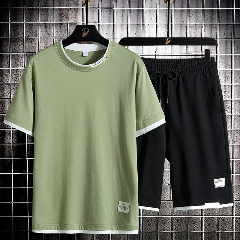 2025 New Summer Men's Short Sleeve Set T-Shirt Versatile Loose Round Neck Casual Student Streetwear T-Shirt