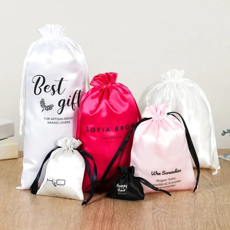 Underwear satin drawstring bag silk satin drawstring pouch necklace jewelry small bag with logo printing scarf