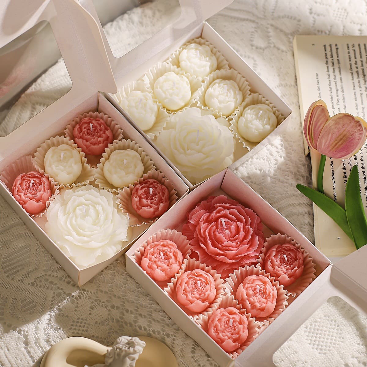 Small Birthday Gift, Valentine's Day Souvenir, Handmade Candle, Cross-Border Creative Rose Scented Candle Set