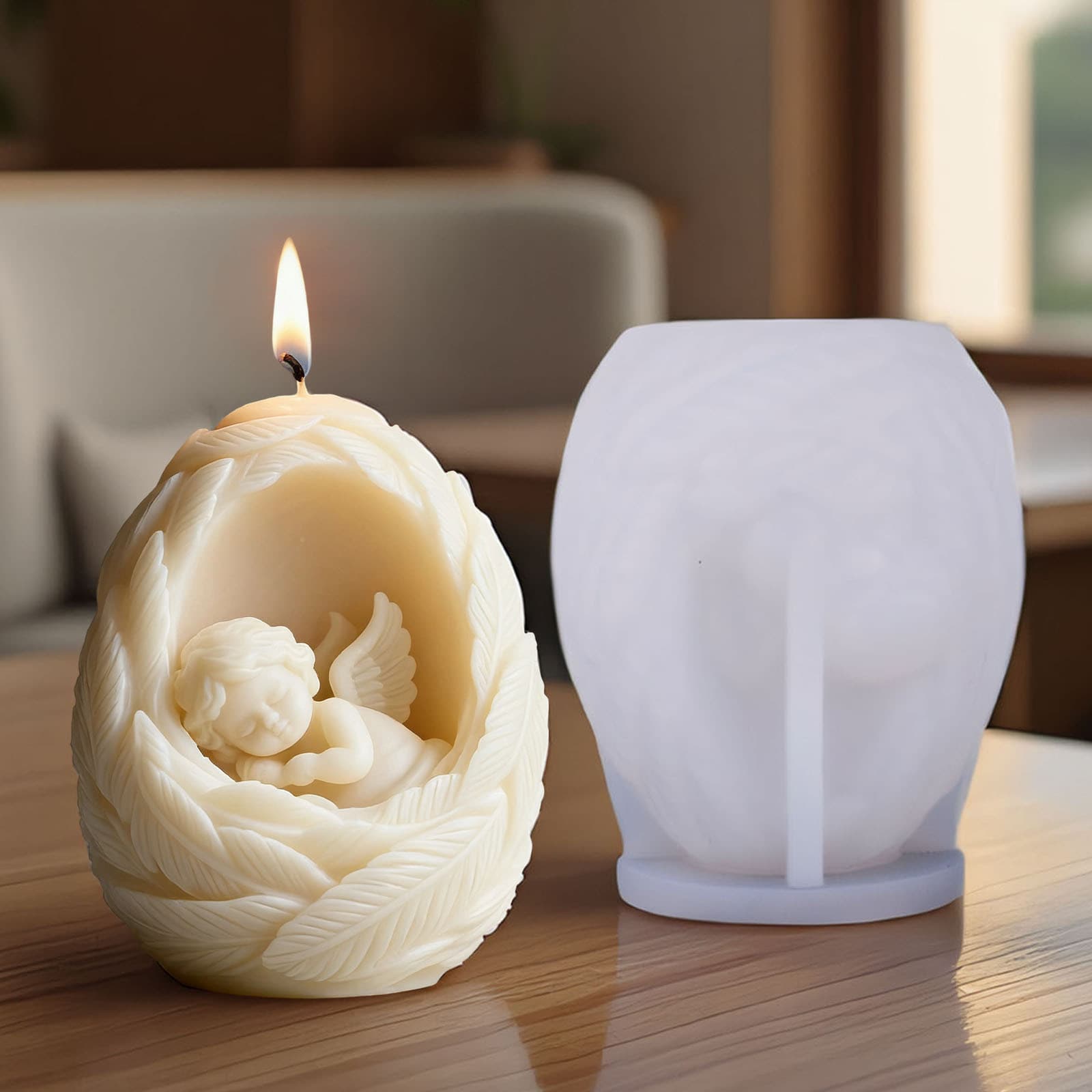 Sanxin Feather Angel Doll Aromatherapy Candle Silicone Mold DIY 3D Sleeping Angel Handmade Soap Candle