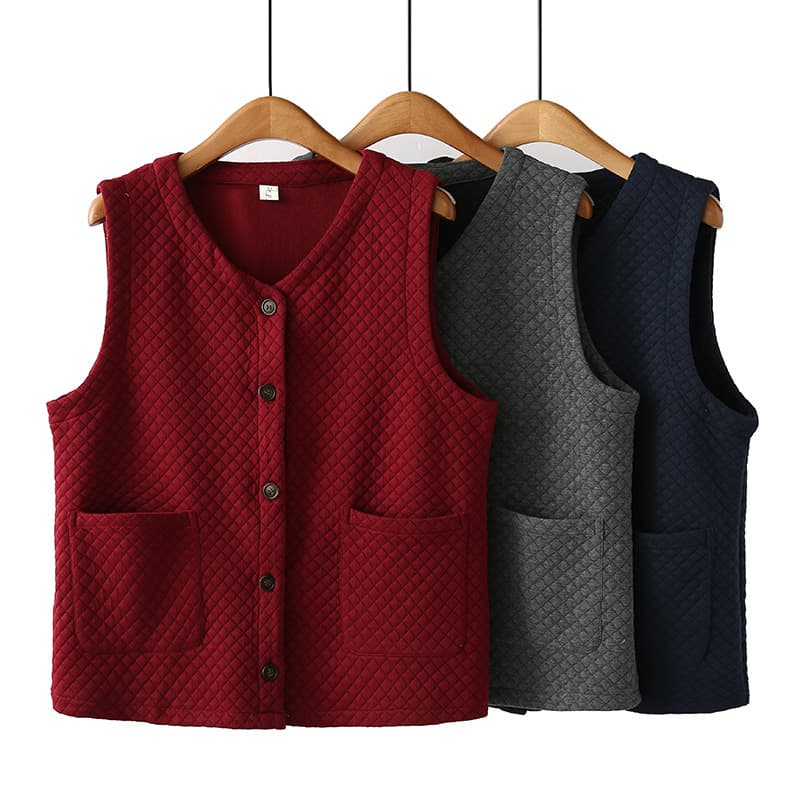 2024 Autumn Plus Size Vest for Women Printed Quilted Lining Vest Slimming 200lbs Fat MM Vest Retro Round Neck 631