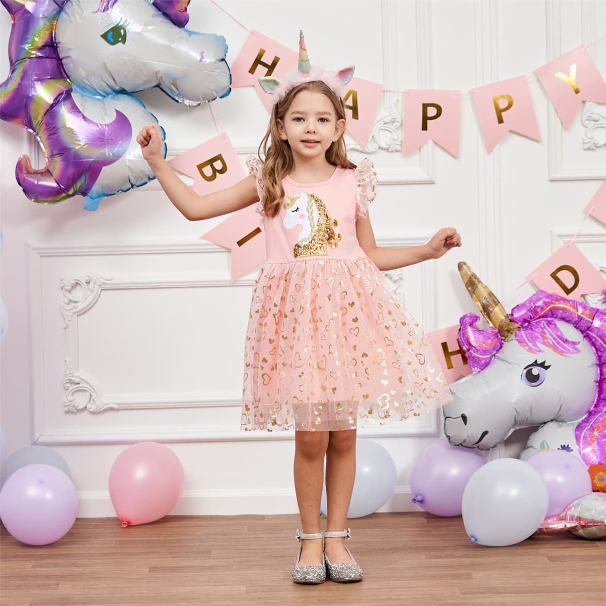 Girls' Unicorn Dress, Mid-Child Spring/Summer New Release Sleeveless Embroidered Party Dress SH1696