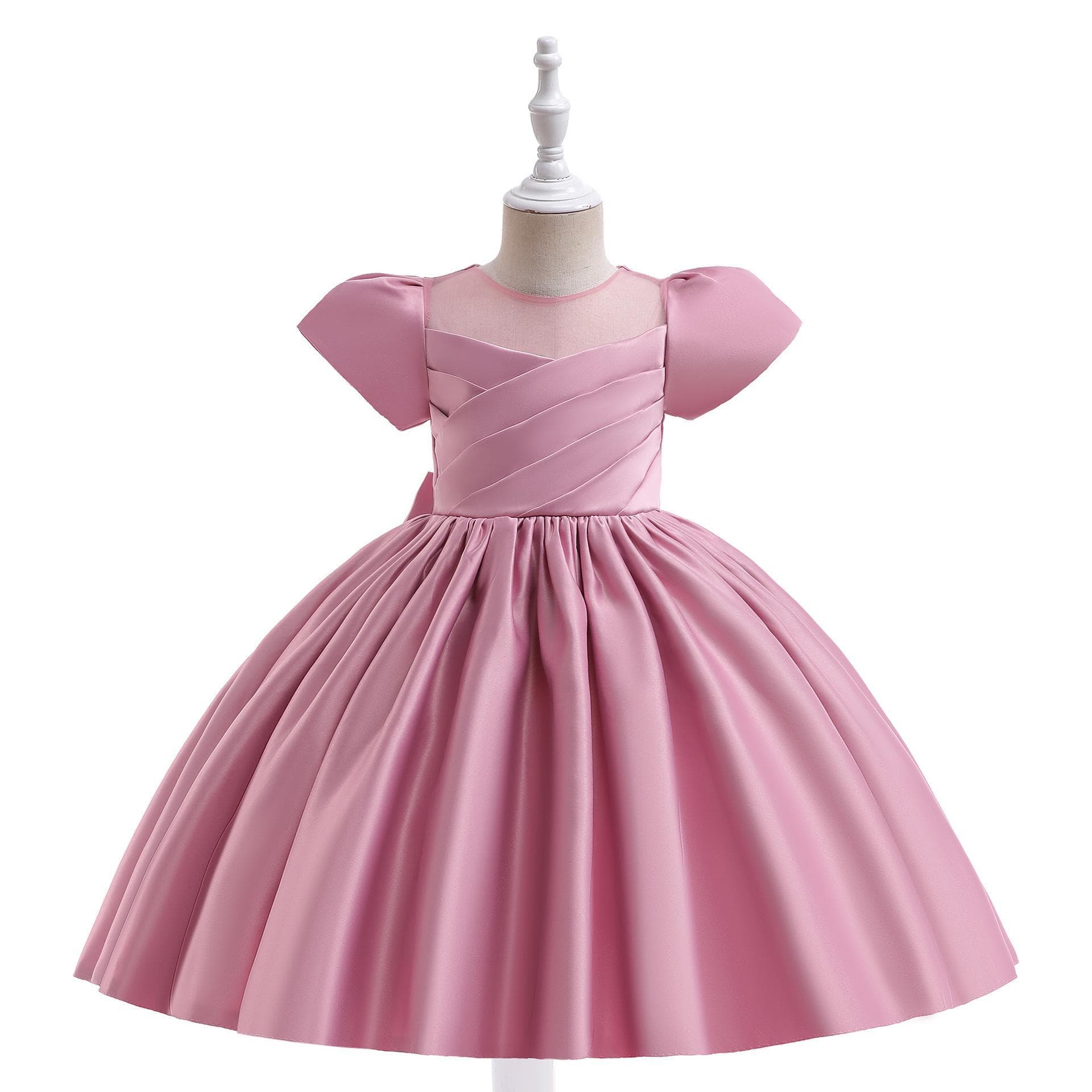 European and American Children's Formal Dresses, Kids' Princess Dresses, Fabric Bowknot Girls' Model Runway Evening Gowns for Young Children
